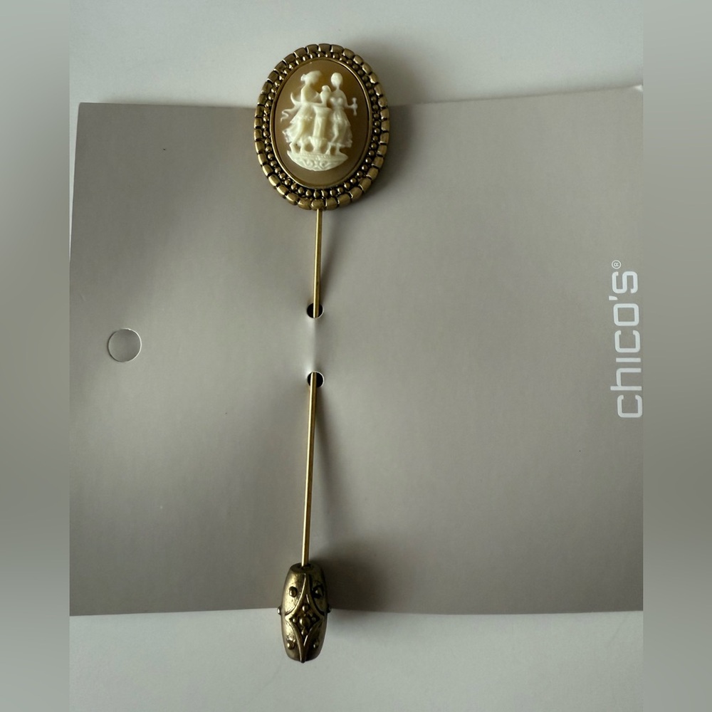 Chico's Gold Tone Pin with Intricate Design